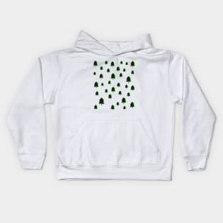 Christmas Pine Fir Tree Pattern with Black and Lime Green Kids Hoodie